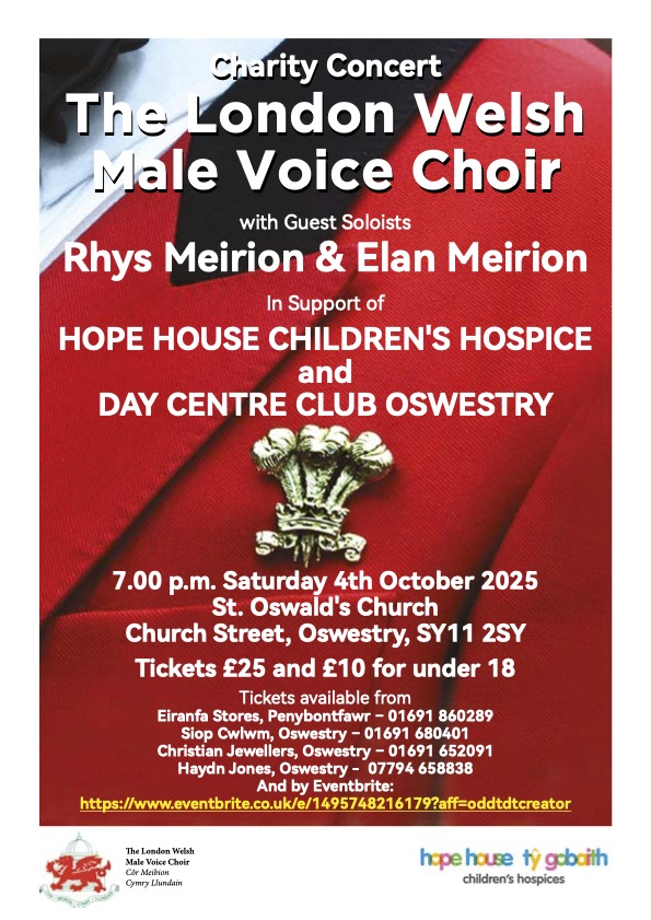 Oswestry Concert with guest soloists Rhys Meirion & Elan Meirion